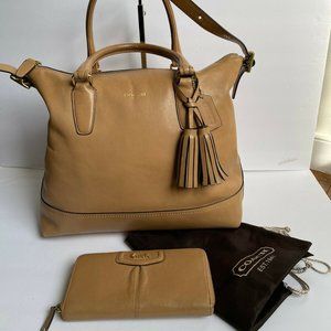 Coach Legacy RARE Rory 19892 Large Tan Brown Leather Shoulder Handbag & Wallet